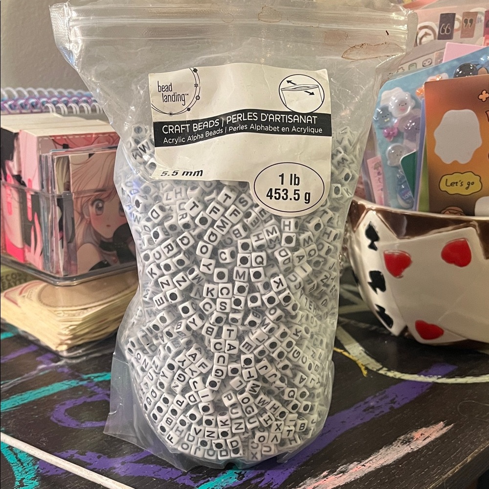 1 lb. Of Black and White Alphabet Beads